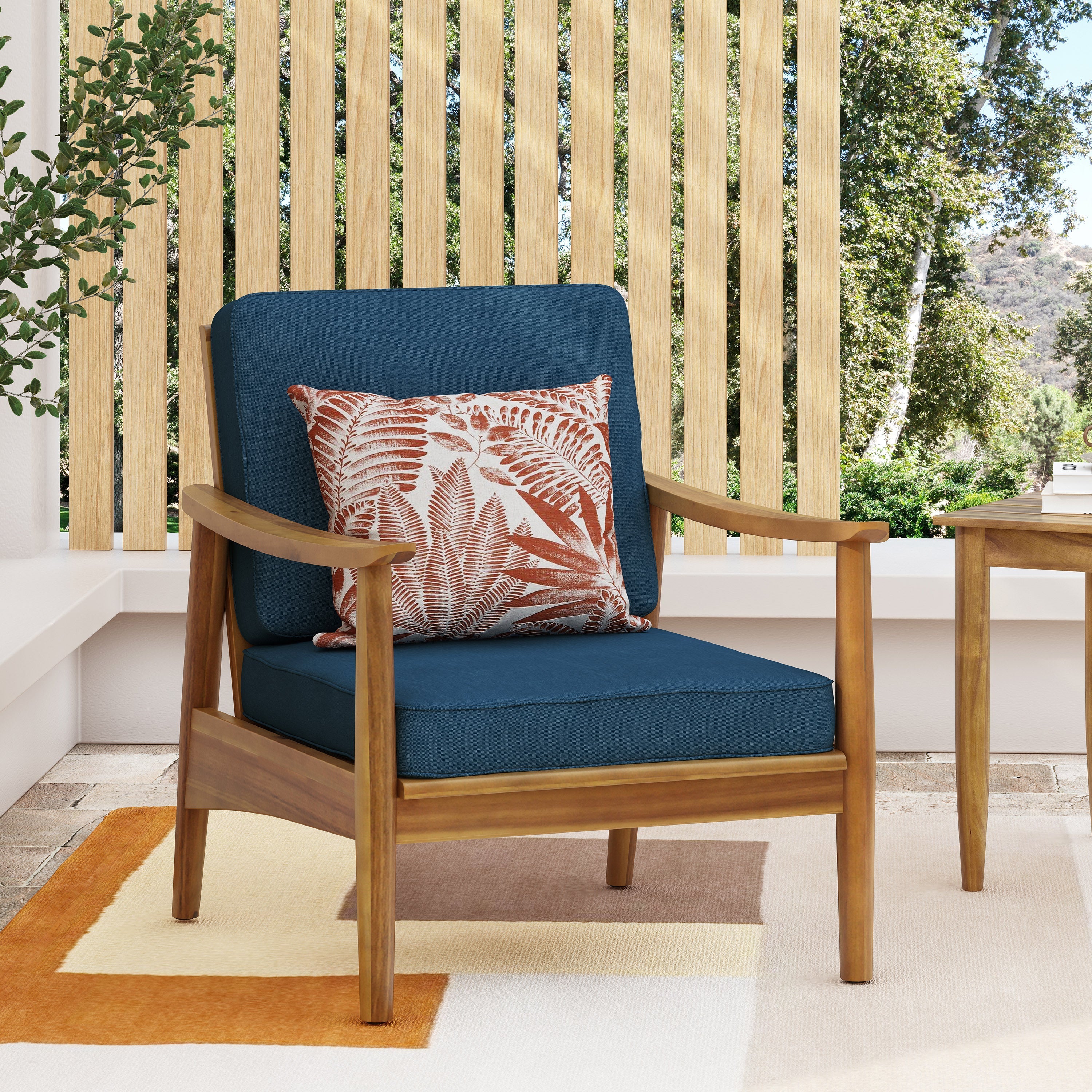 Ellsworth Outdoor Acacia Wood Club Chair