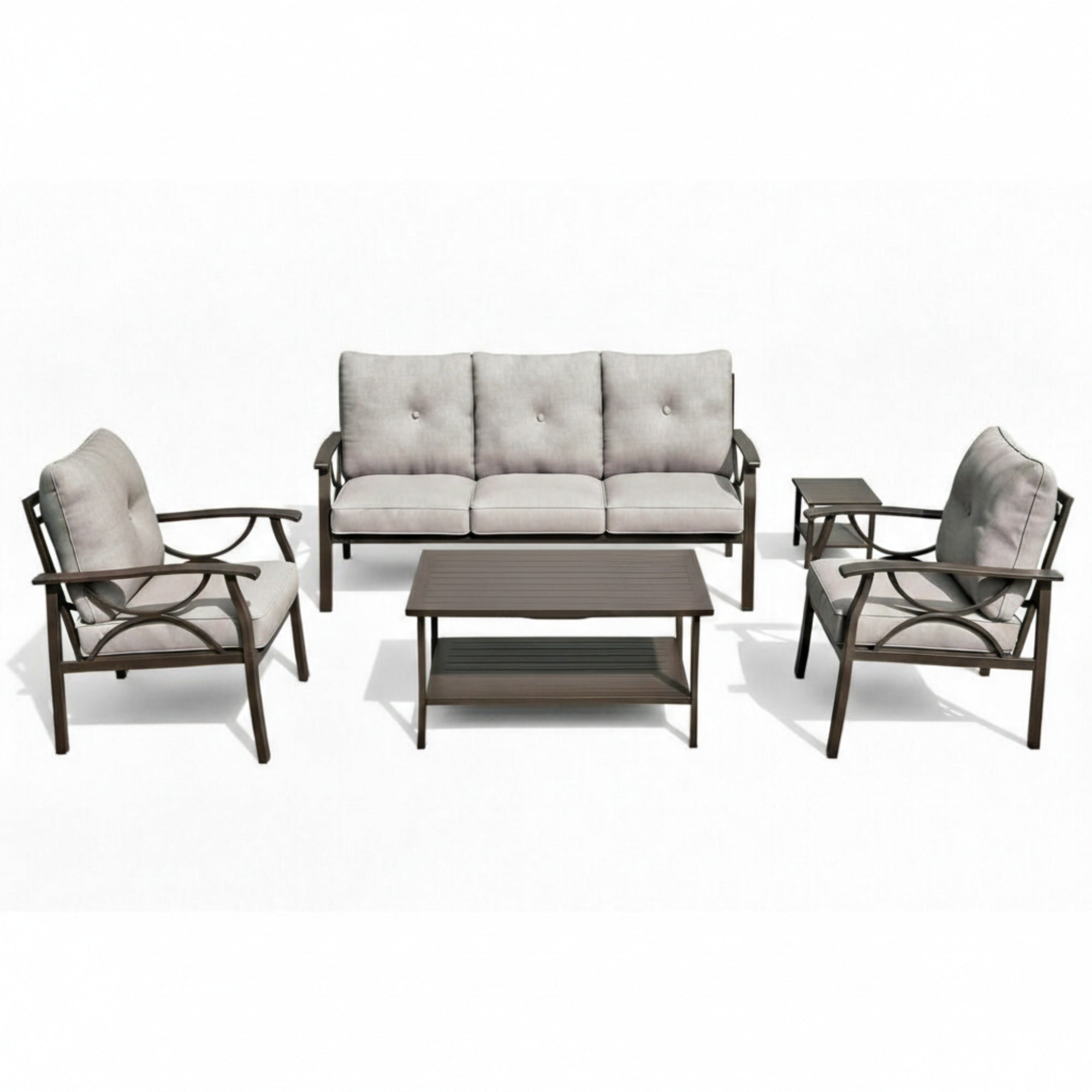 Marisol 5 Piece Metal Patio Furniture Set with 3 Seater Sofa