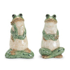 Pensive Ceramic Garden Frog Statues, Set of 2