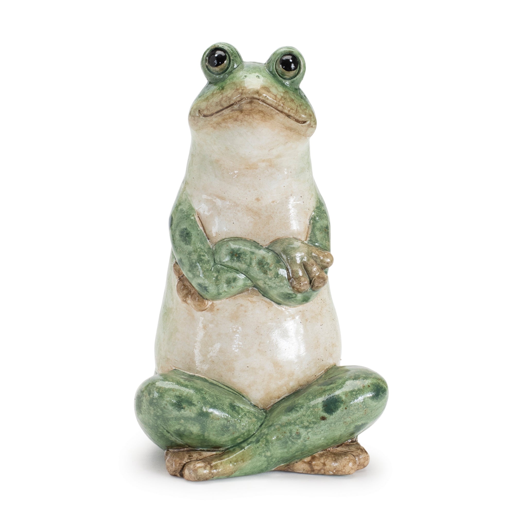 Pensive Ceramic Garden Frog Statues, Set of 2