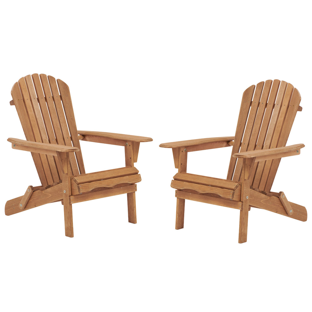 Outdoor Wooden Folding Adirondack Chair, Set of 2