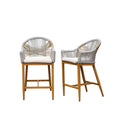 Creation Outdoor Bar Stool with Round Backrest & Adjustable Foot, Set of 2