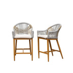 Creation Outdoor Bar Stool with Round Backrest & Adjustable Foot, Set of 2