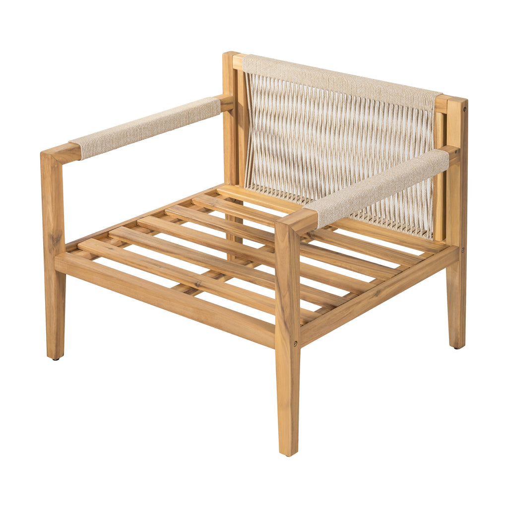 Driftwood Bay Acacia Wood & Beige Rope Outdoor Leisure Chair