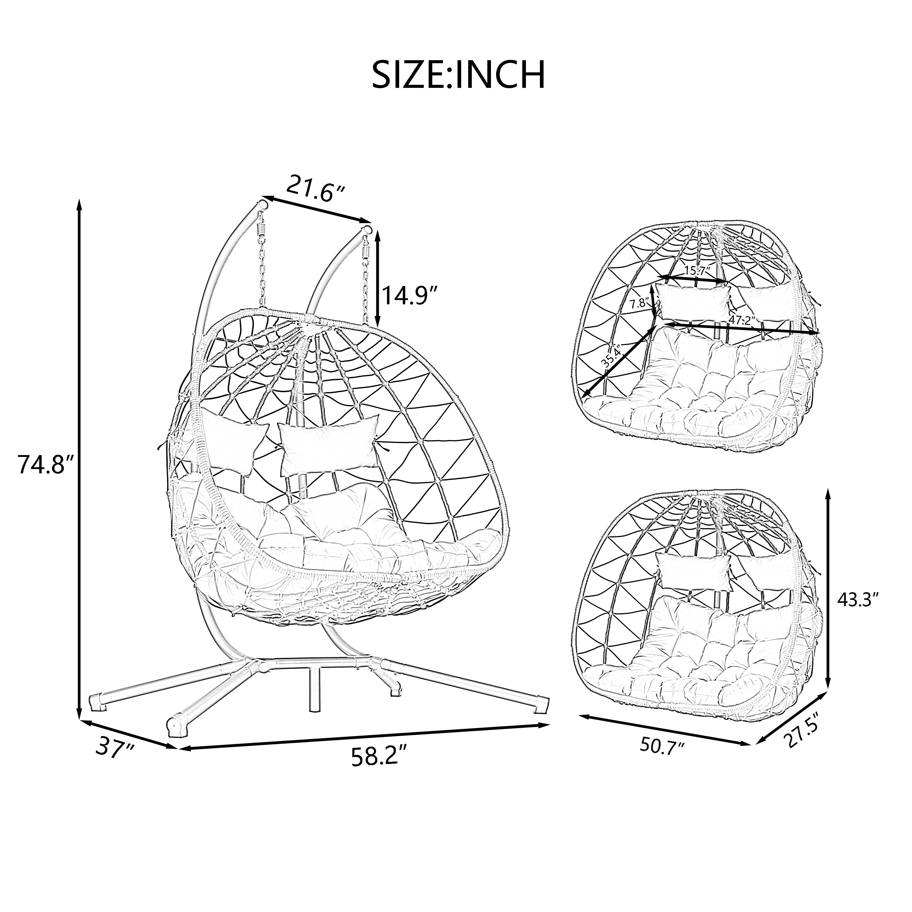 2-Person Swinging Egg Chair with Stand