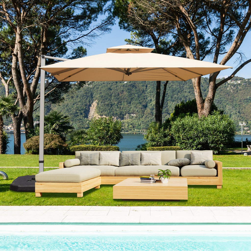 10'X10' Square Cantilever Umbrella with Center Pole, Base Not Included