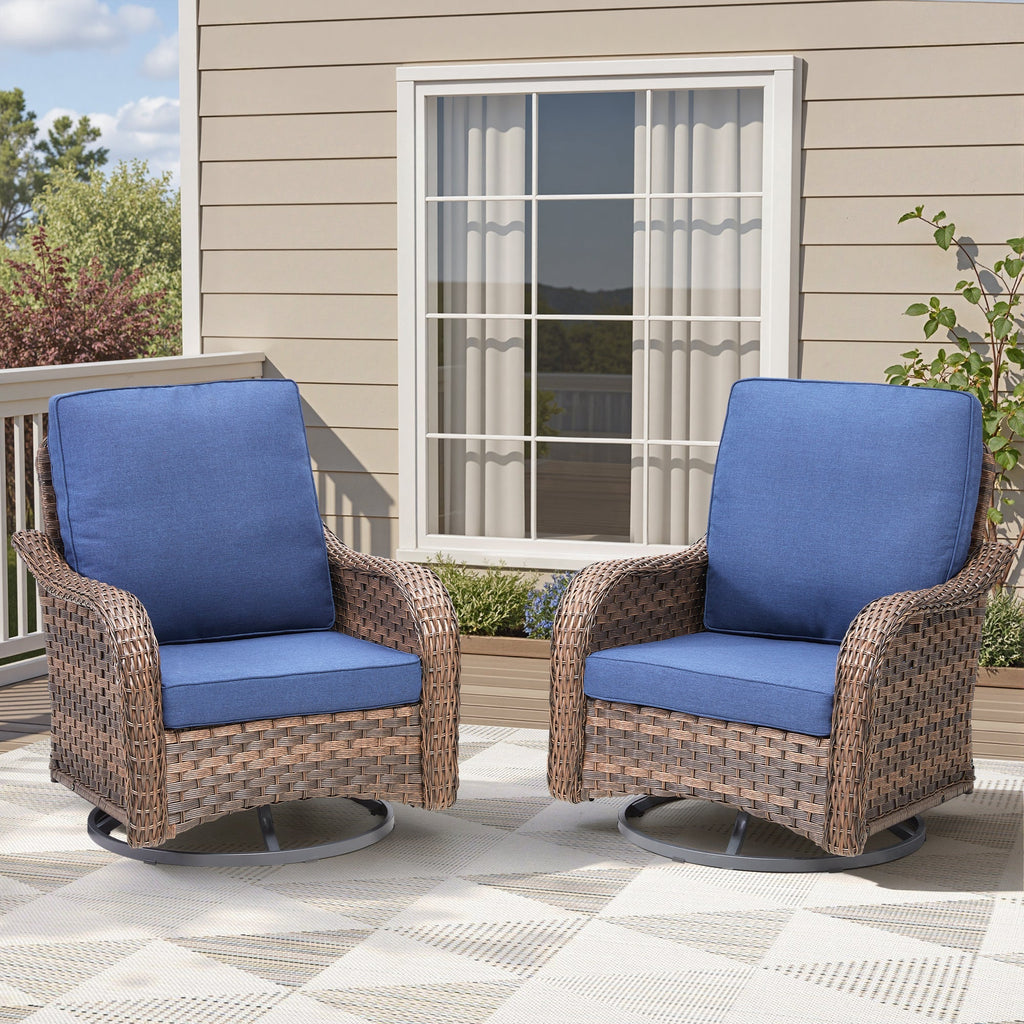 Marlowe Wicker Rocking Swivel Glider Chairs, Set of 2