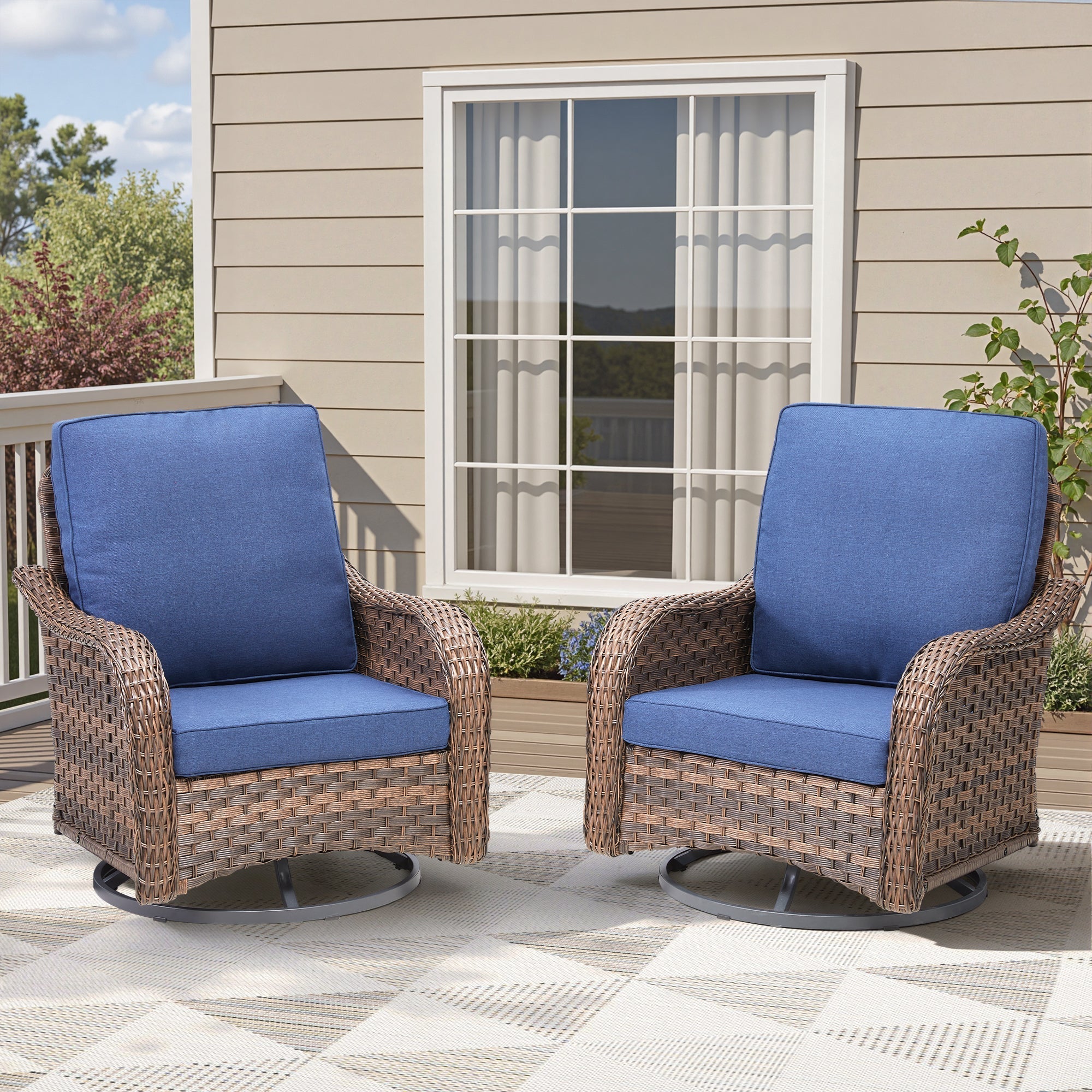 Marlowe Wicker Rocking Swivel Glider Chairs, Set of 2