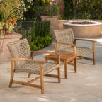 Hampton Outdoor Rattan & Acacia Wood Wicker Club Chairs, Set of 2