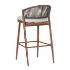 Outdoor Metal Frame Stools with Scallop-Shaped Backrest & Water-Resistant Cushions, Set of 2