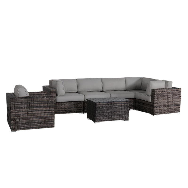 Pre-Assembled 7-Piece Rattan Sectional