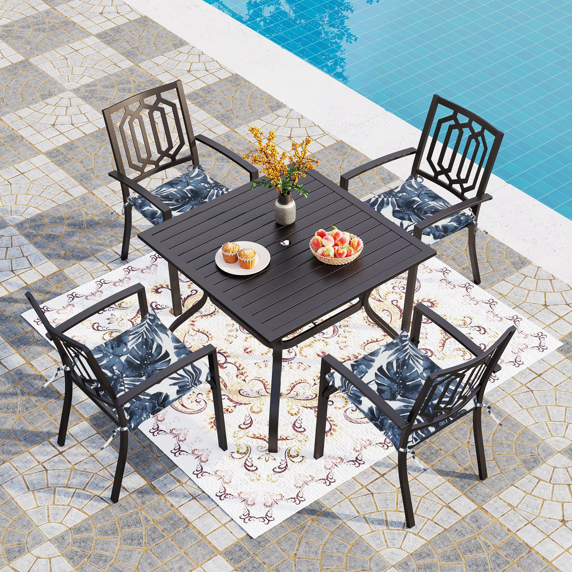 Conjure 4-Piece 15x15" Outdoor Fabric Seat Cushion with Ties