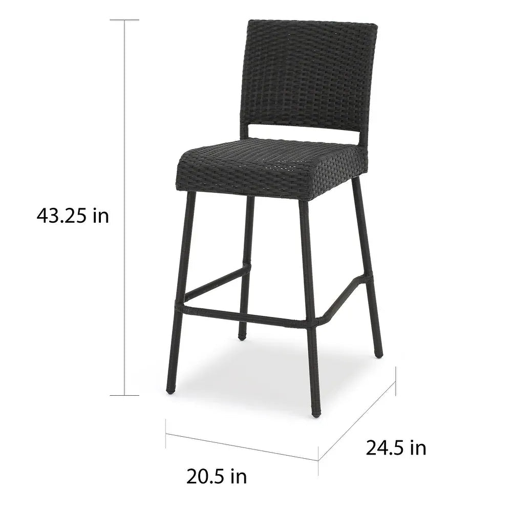 29" Outdoor Rattan Armless Barstools, Set of 2