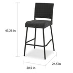 29" Outdoor Rattan Armless Barstools, Set of 2