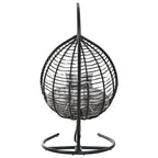 Foldable Rattan Egg Swing Chair with Iron Frame, Plush Cushion & Removable Headrest