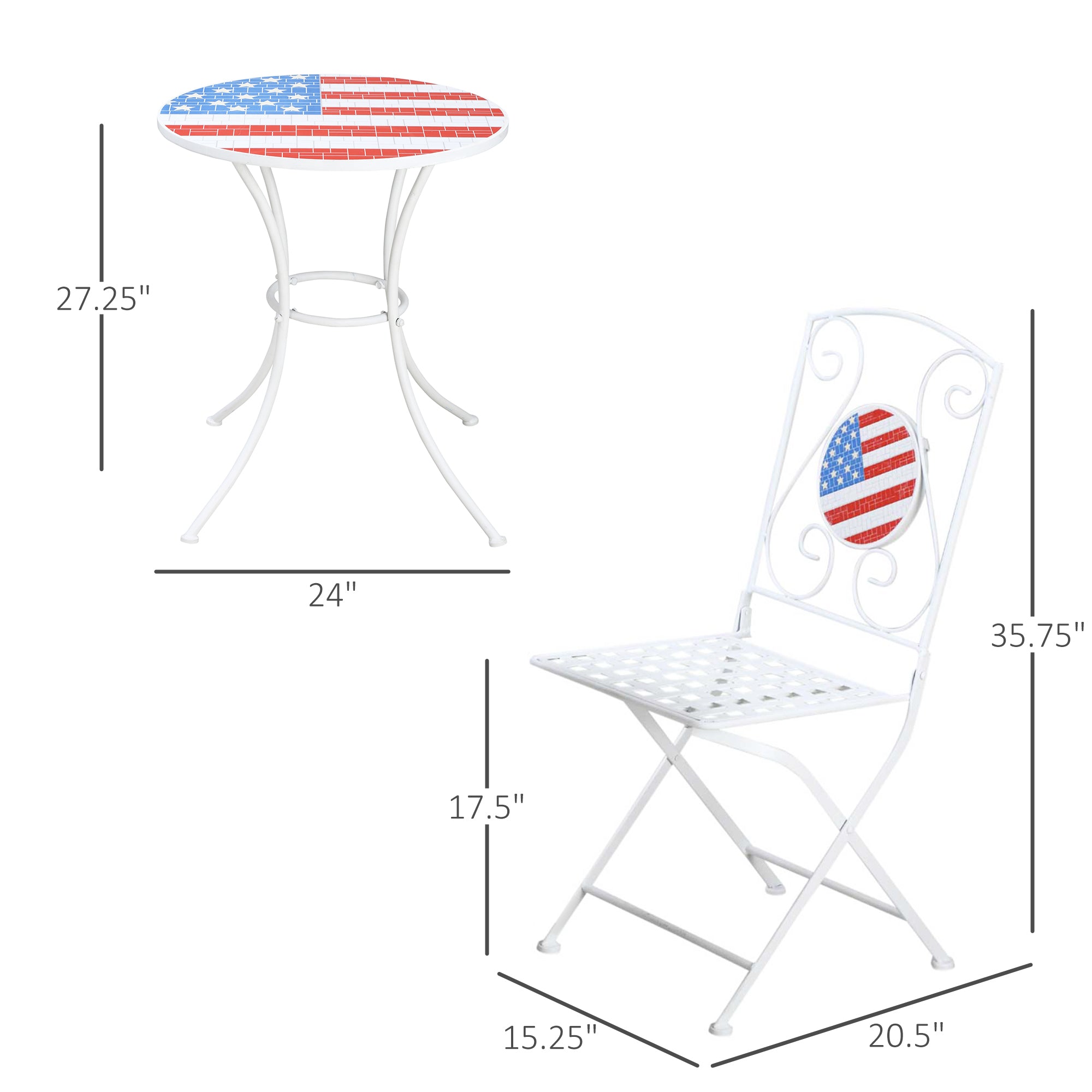 3 Piece Mosaic Americana Patio Bistro Set
