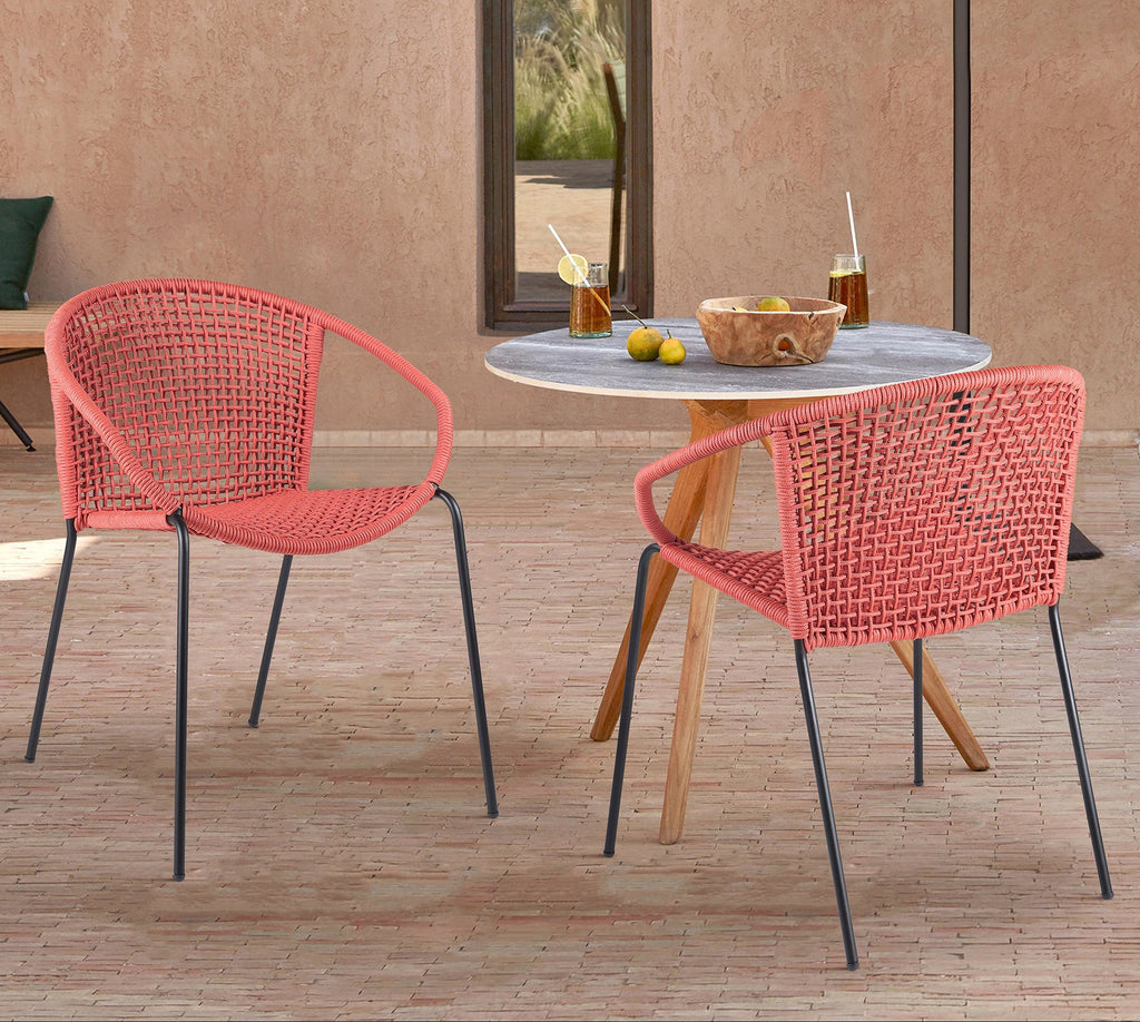 Quilla Indoor Outdoor Stackable Rope Dining Chairs, Set of 2