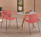 Quilla Indoor Outdoor Stackable Rope Dining Chairs, Set of 2