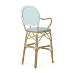 Valorous Outdoor Wicker Bar Stool with Round Back and Curved Arms, Set of 2