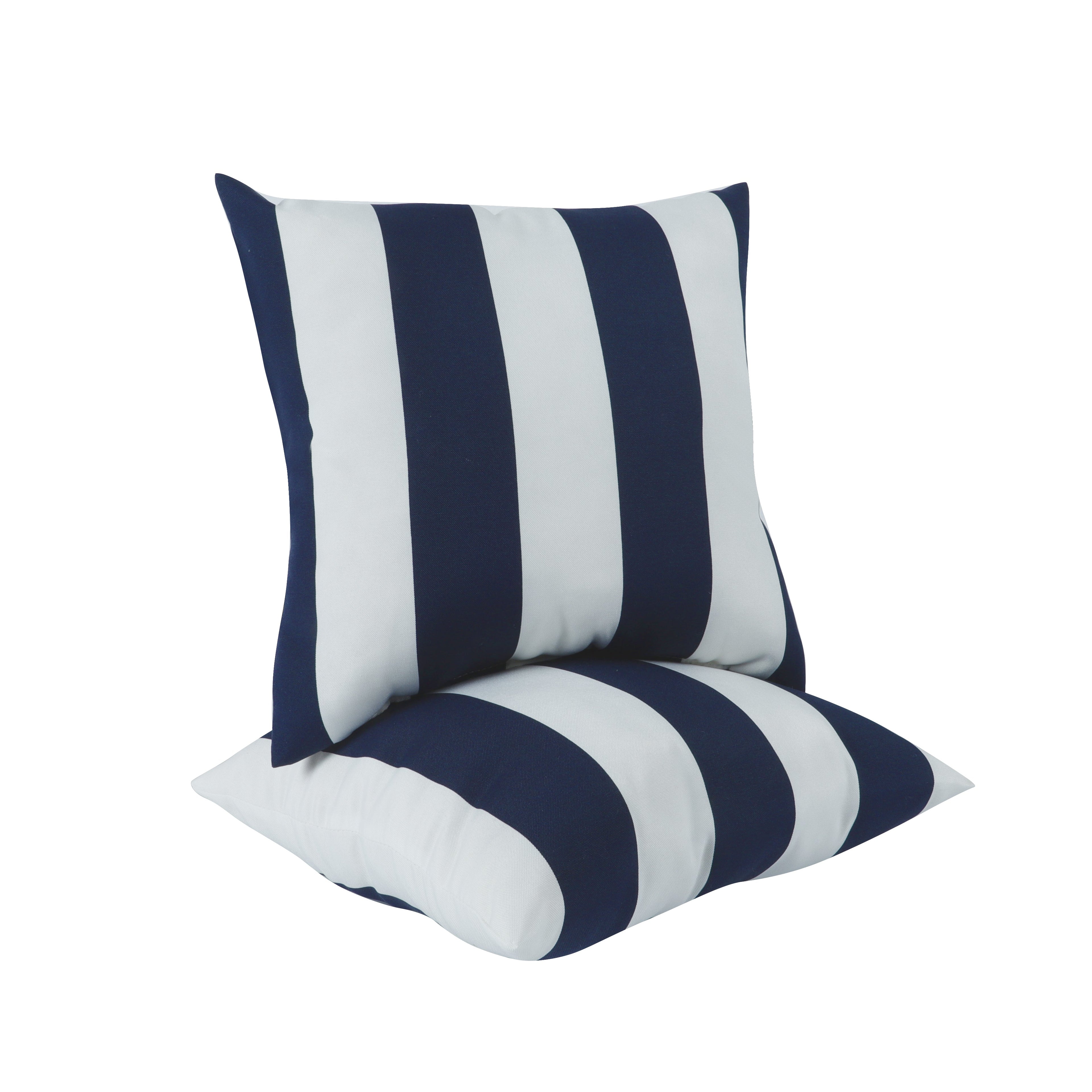 Navy & White Stripe Outdoor Square Pillows, Set of 2
