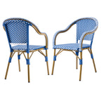 French Bistro Wicker Outdoor Dining Chair, Set of 2