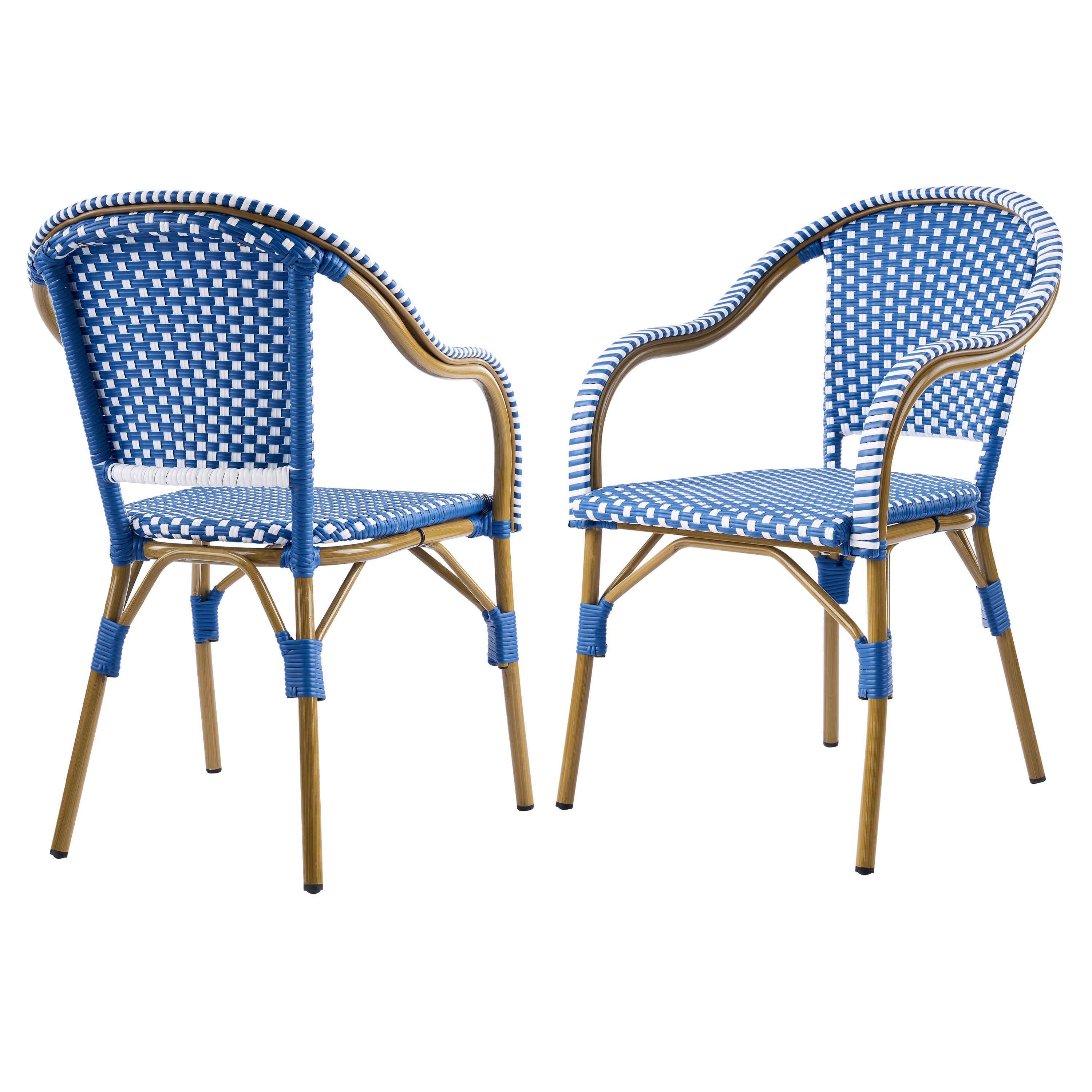 French Bistro Wicker Outdoor Dining Chair, Set of 2