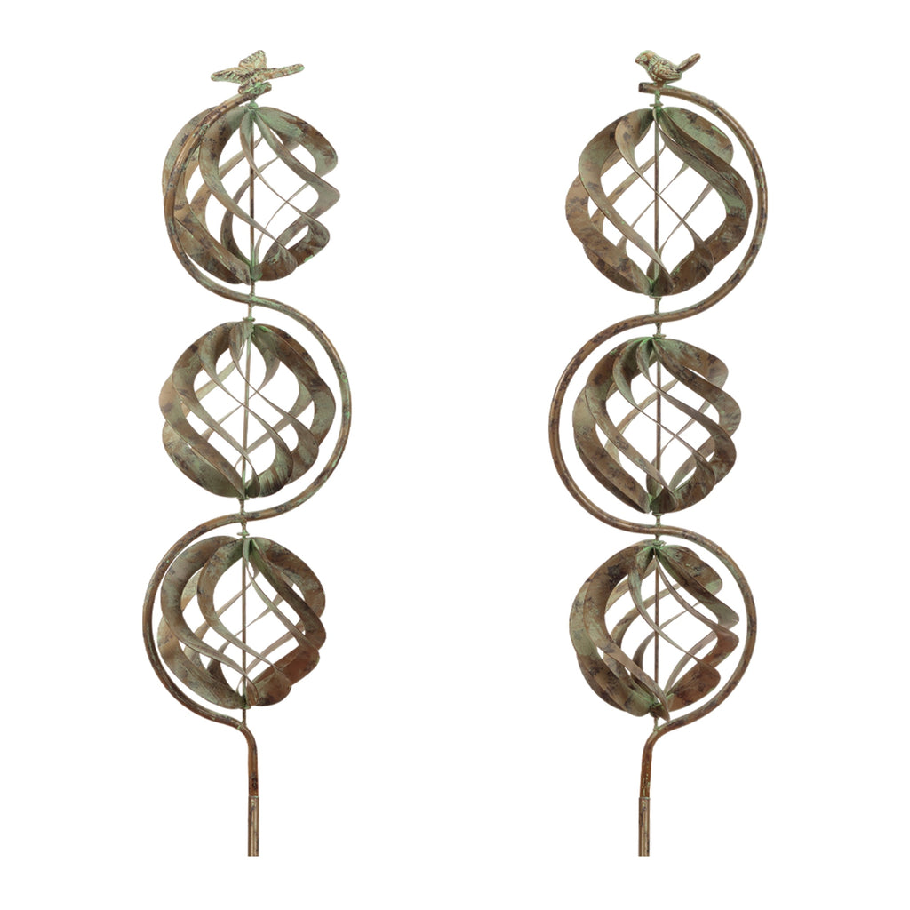 Bird and Butterfly w/Triple Orb Stake, Set of 4