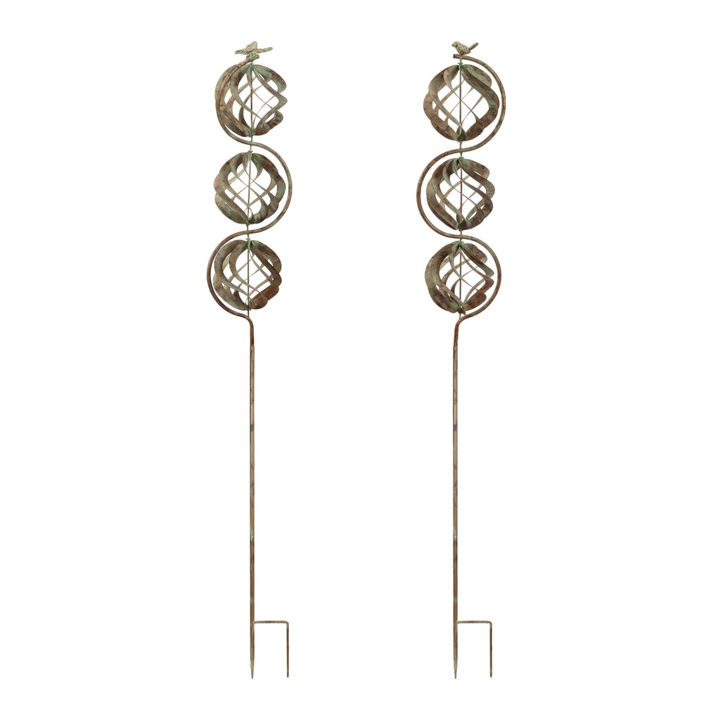 Bird and Butterfly w/Triple Orb Stake, Set of 4