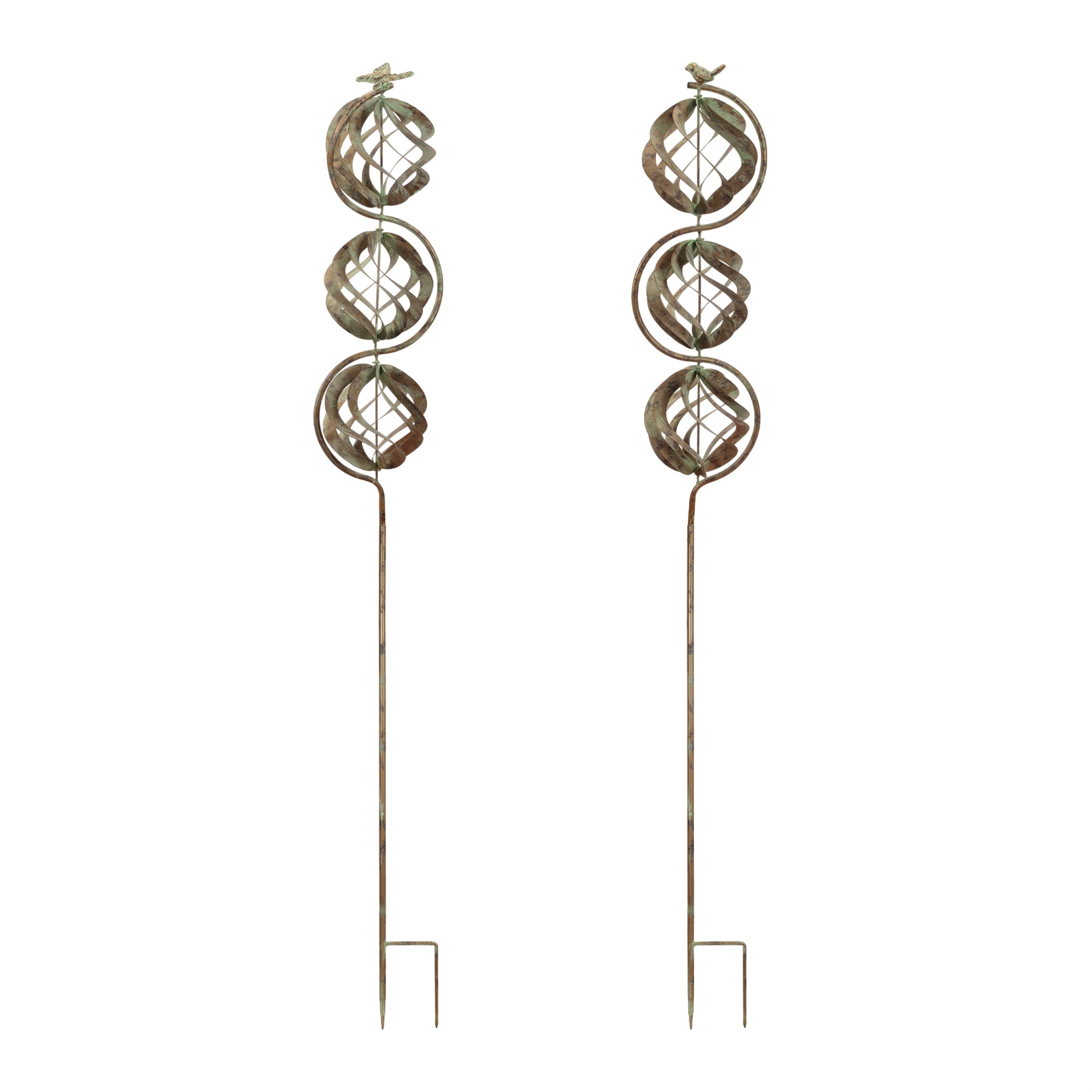 Bird and Butterfly w/Triple Orb Stake, Set of 4