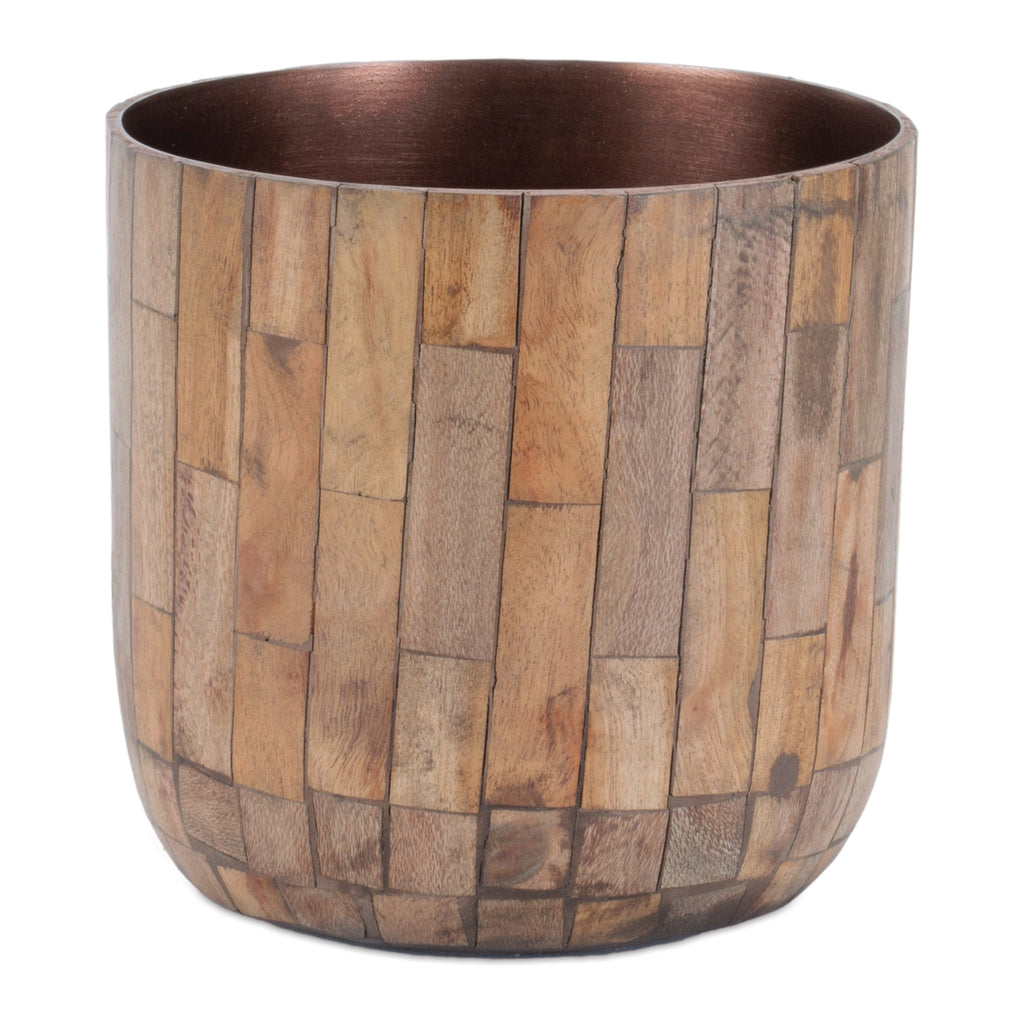 Round Wooden Planter, Set of 2
