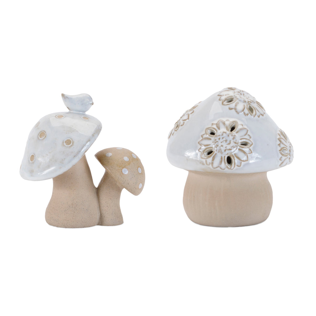 Porcelain Mushroom Decor, Set of 6