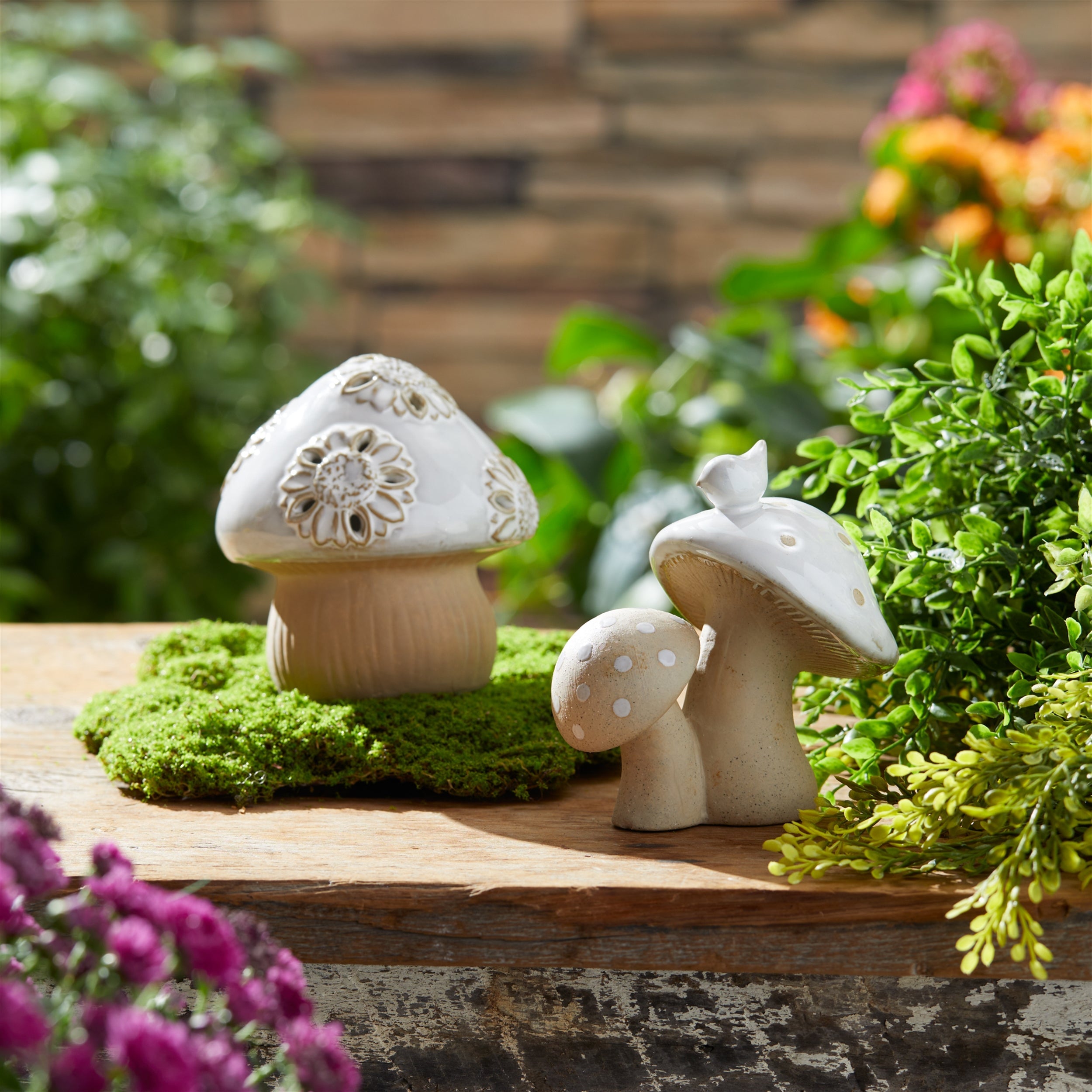 Porcelain Mushroom Decor, Set of 6