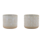 Porcelain Geometric Patterned Planter, Set of 2