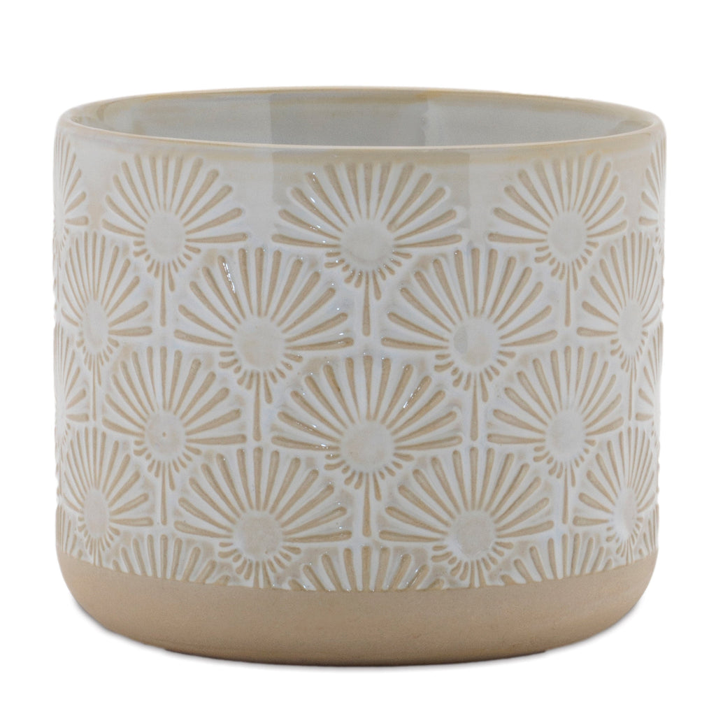 Porcelain Geometric Patterned Planter, Set of 2