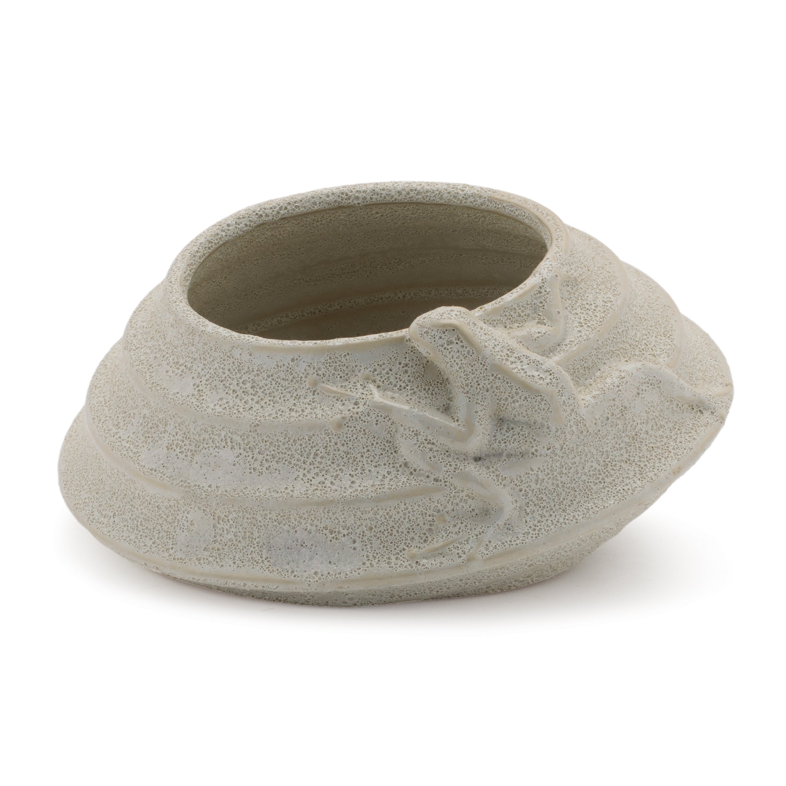 Round Porcelain Planter with Frog, Set of 2