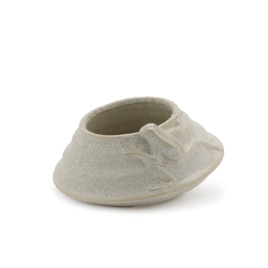 Round Porcelain Planter with Frog, Set of 2