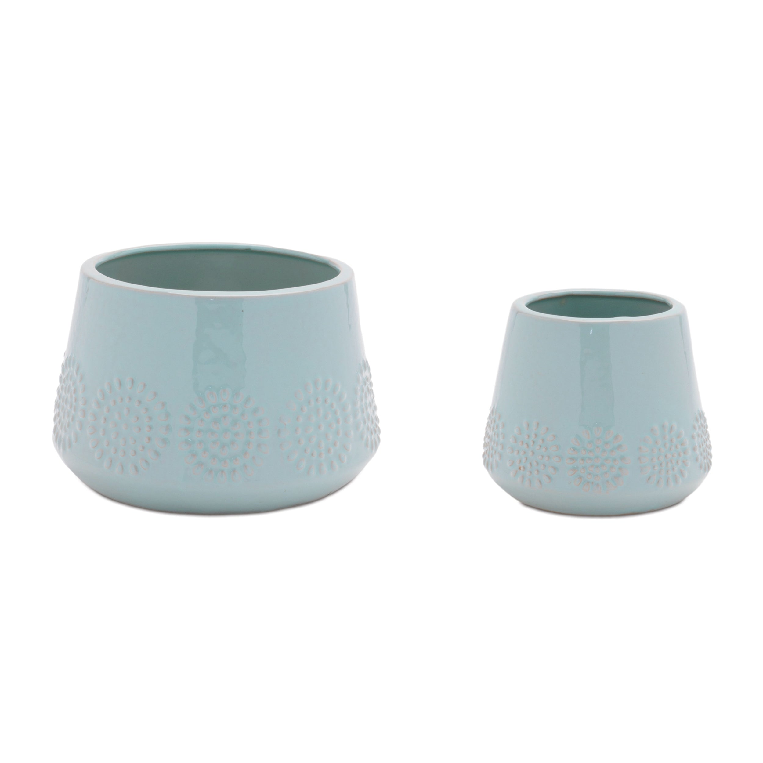 Ceramic Starburst Pattern Planter, Set of 2