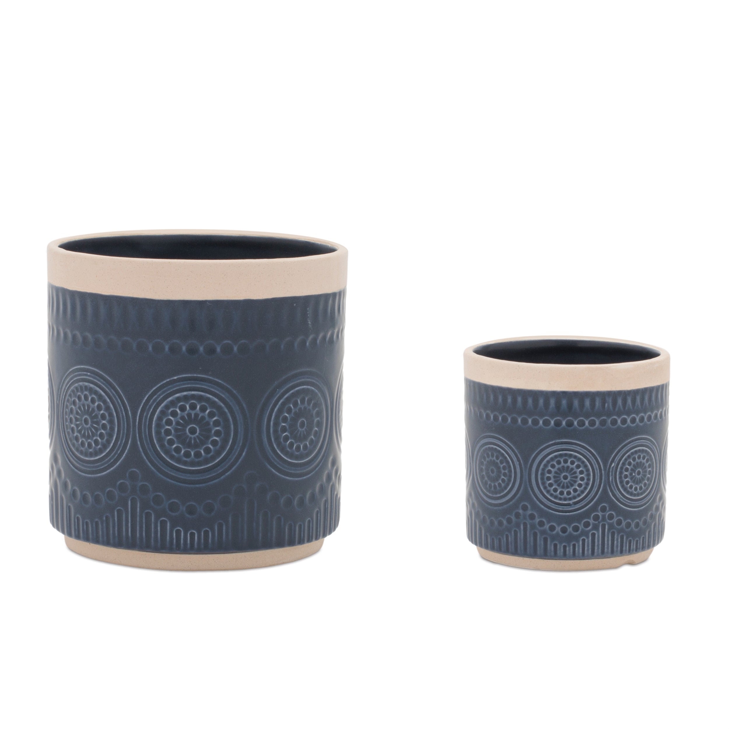 Ceramic Mandala Pattern Planter, Set of 2