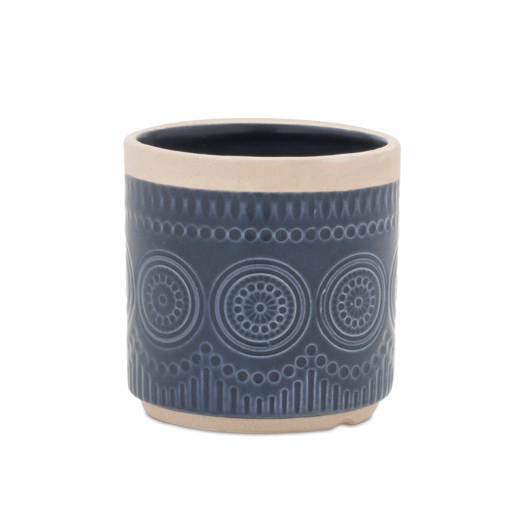 Ceramic Mandala Pattern Planter, Set of 2