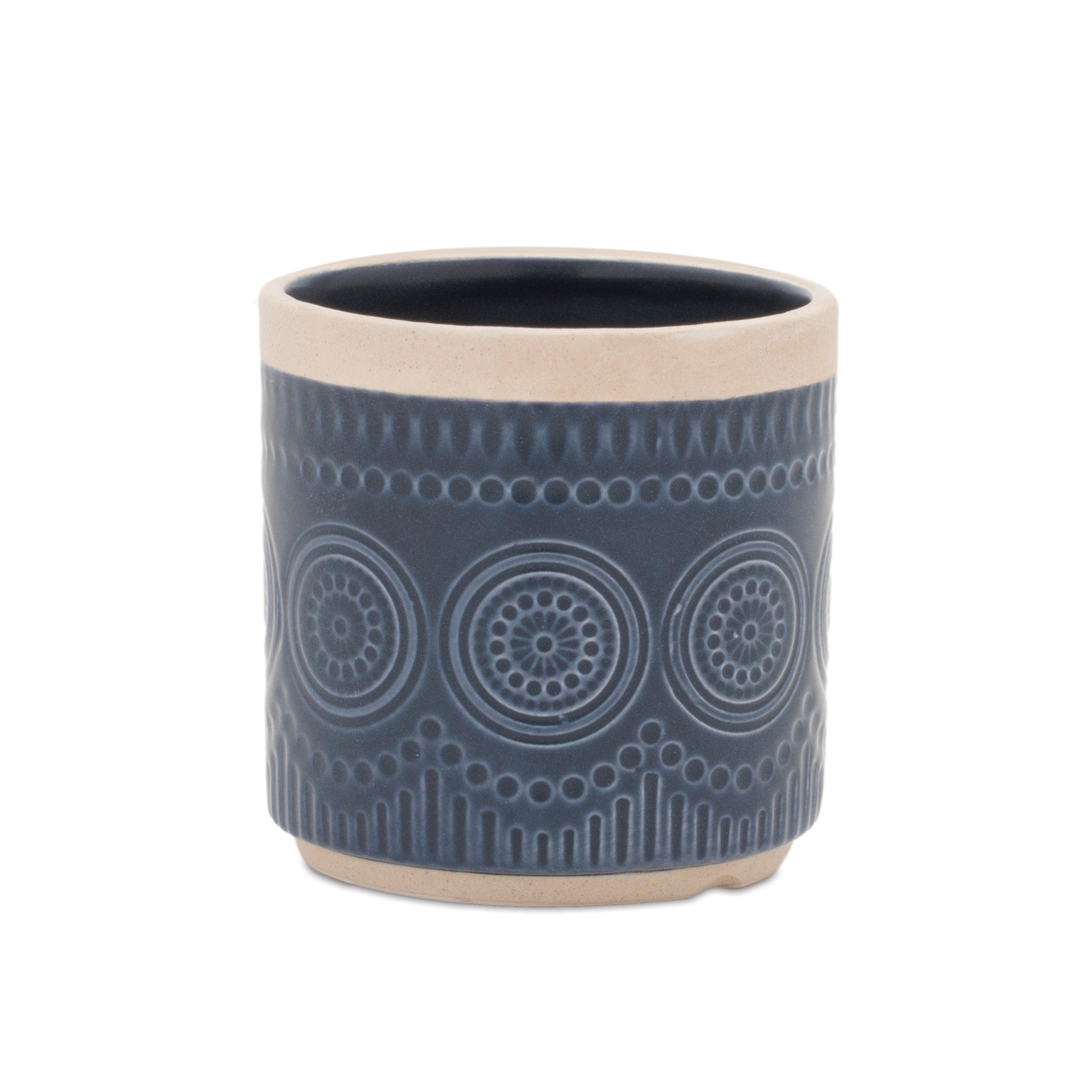 Ceramic Mandala Pattern Planter, Set of 2