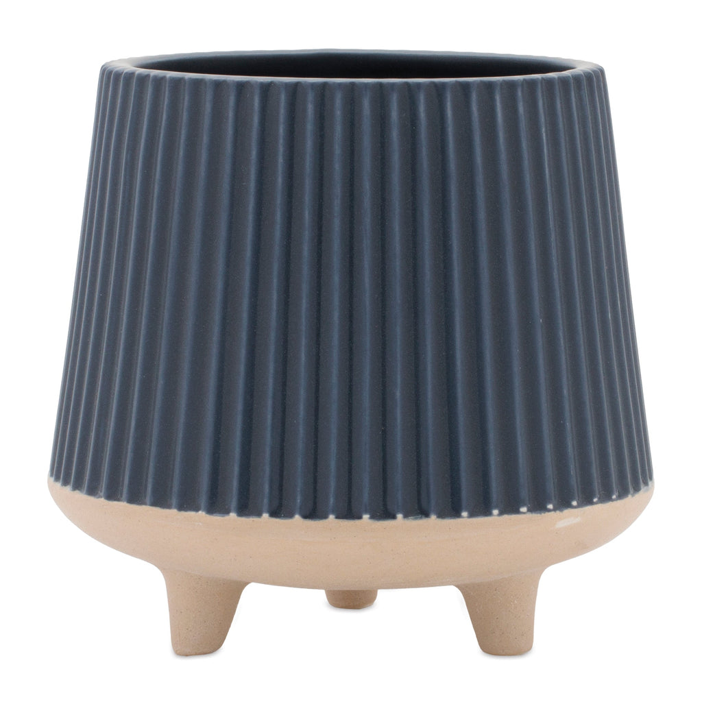 Ceramic Ribbed Footed Planter, Set of 2