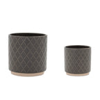 Ceramic Diamond Pattern Planter, Set of 2
