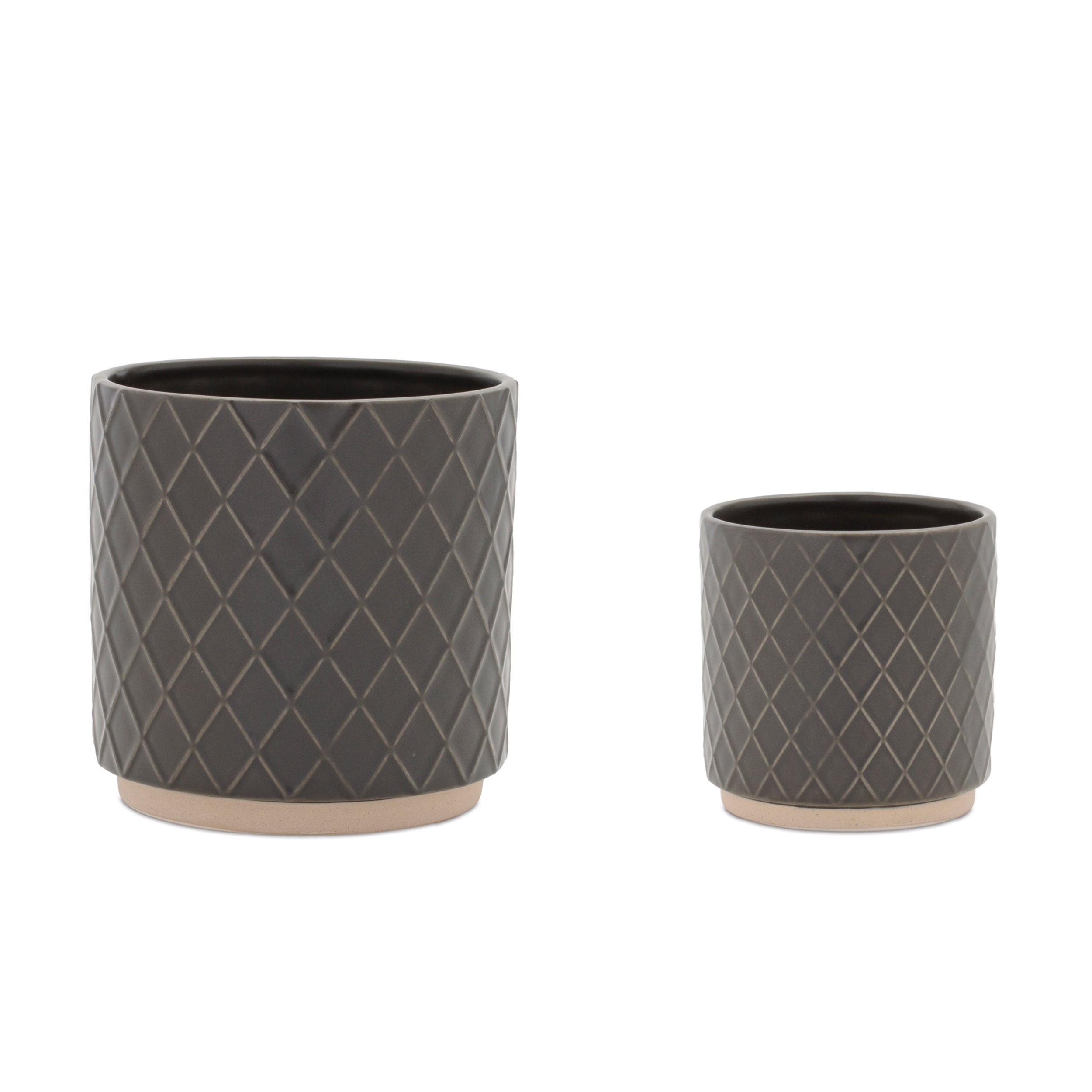 Ceramic Diamond Pattern Planter, Set of 2