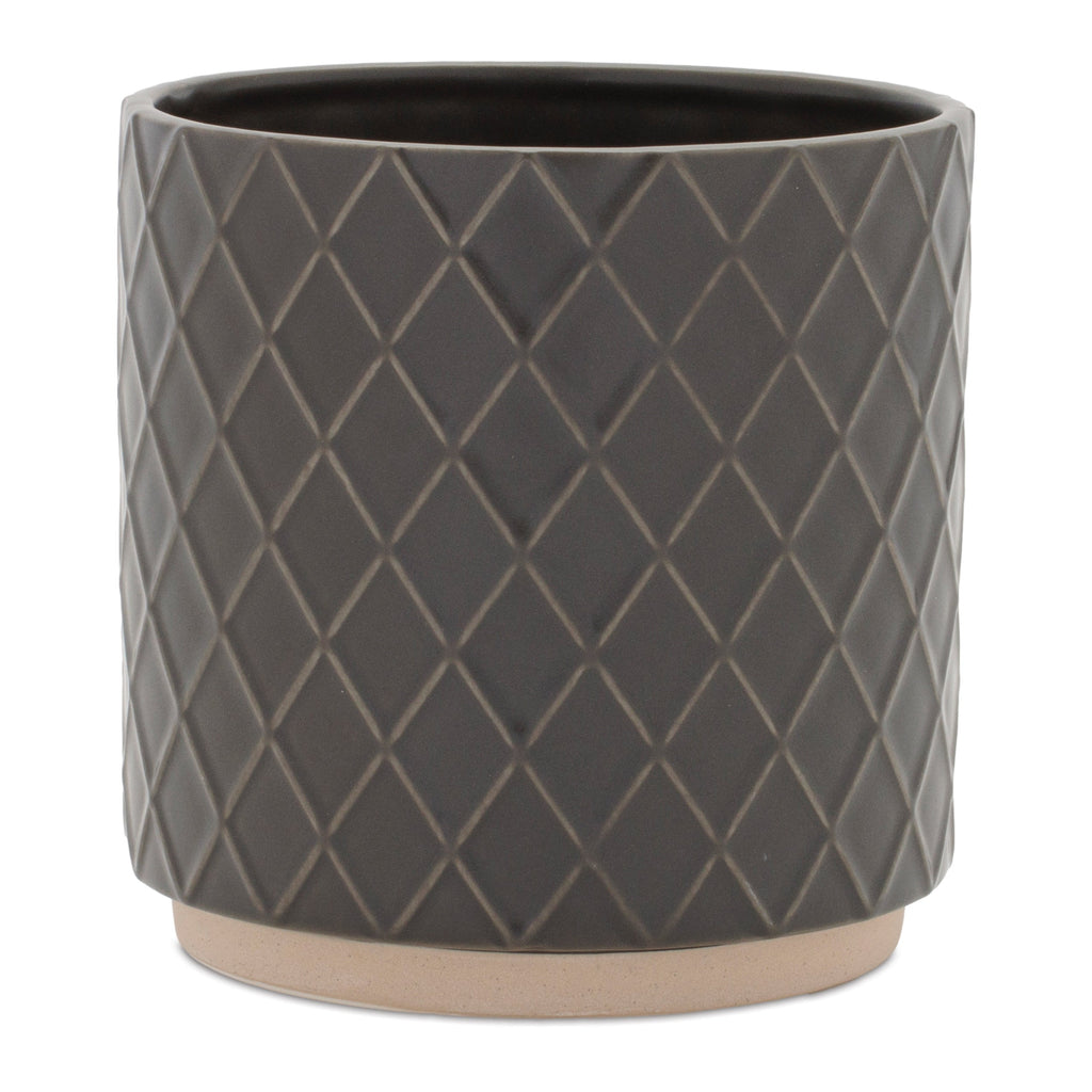 Ceramic Diamond Pattern Planter, Set of 2