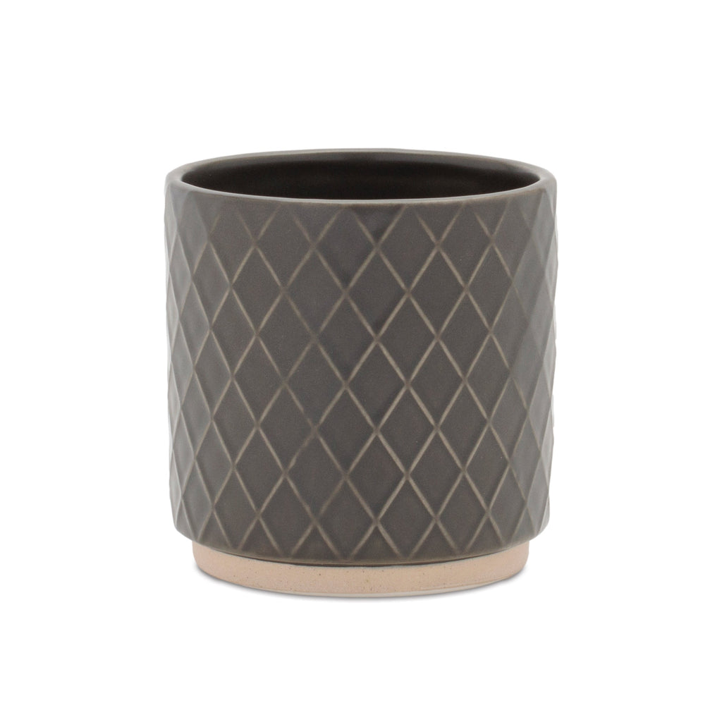 Ceramic Diamond Pattern Planter, Set of 2