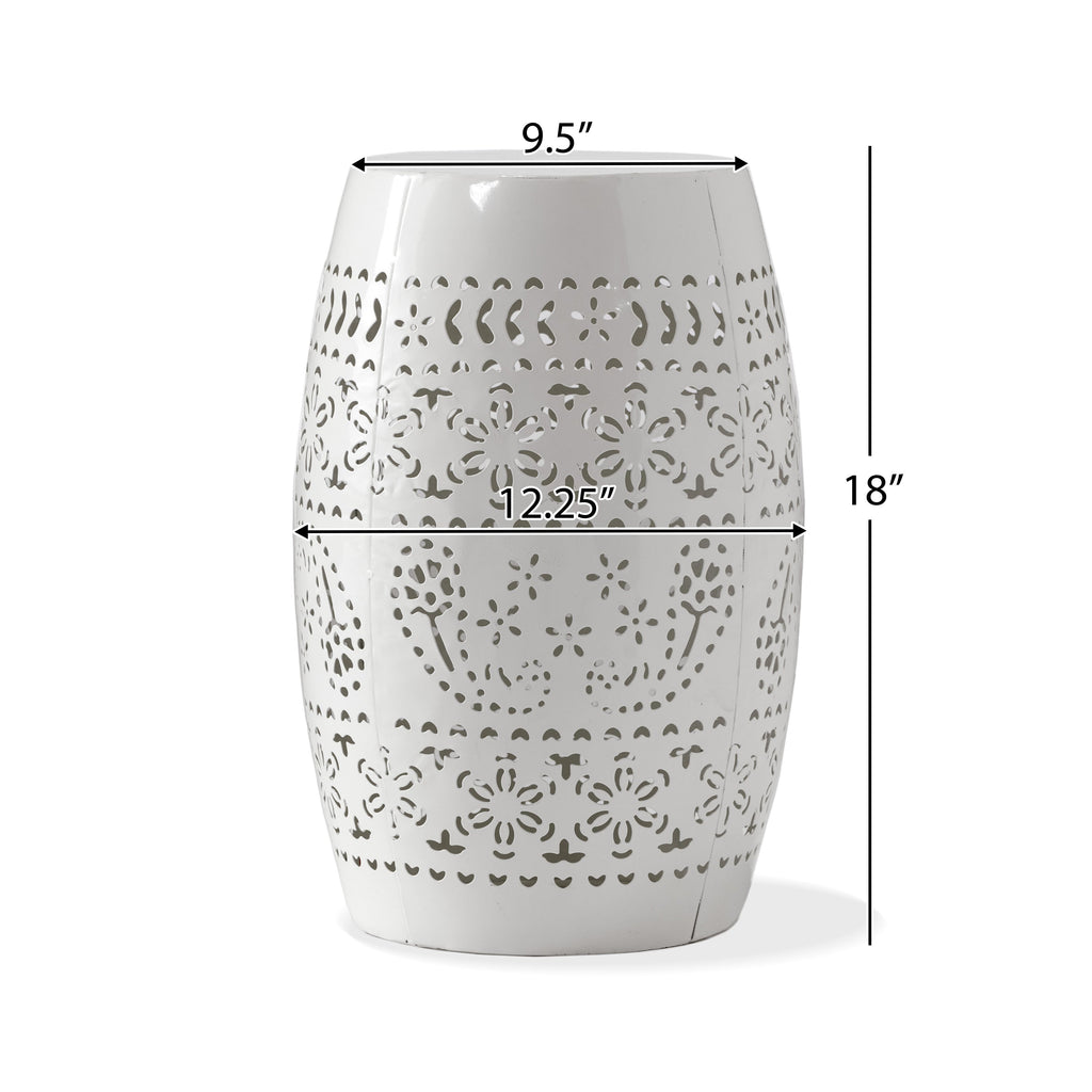 Ruby Outdoor Metal Lace Cutout Accent Table