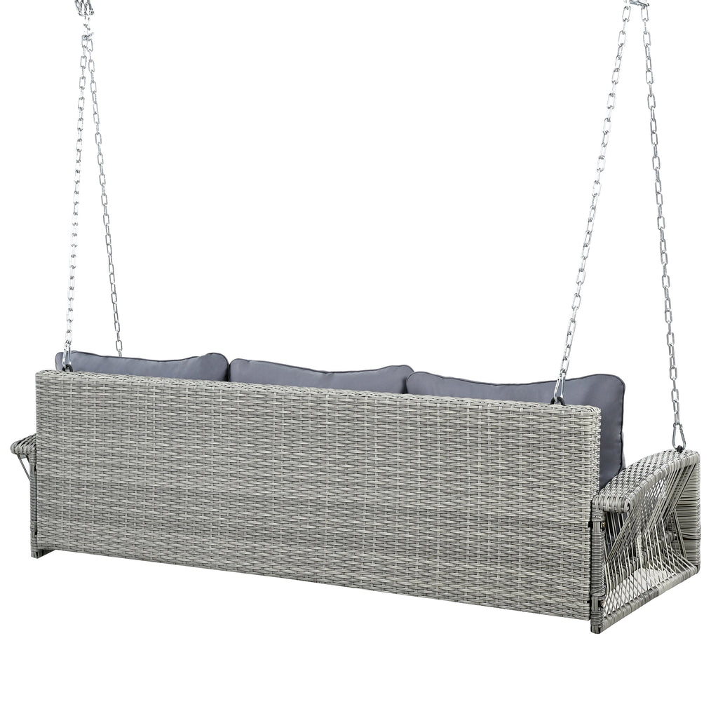 3-Person Large Porch Swing with Cushions
