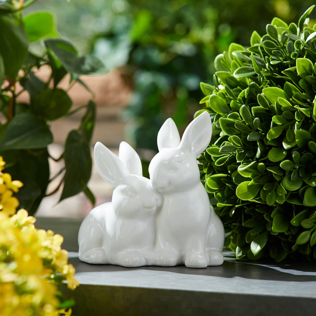 Ceramic Mini Garden Bunny Couple, Set of 4