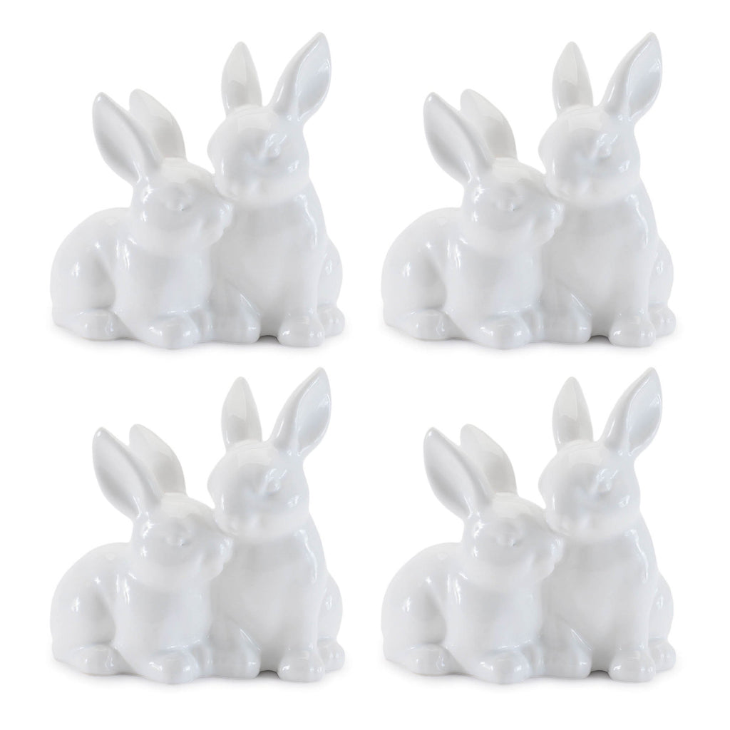 Ceramic Mini Garden Bunny Couple, Set of 4