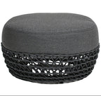 Willow Round Wicker & Upholstered Patio Ottoman
